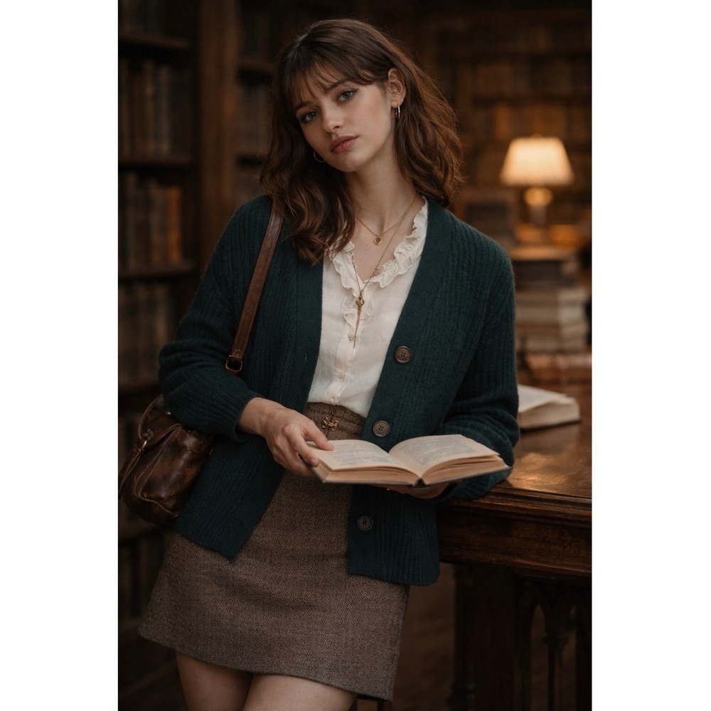 J.Crew Womens 100% Cashmere V-Neck Button Front Cardigan Preppy Sweater Green XS